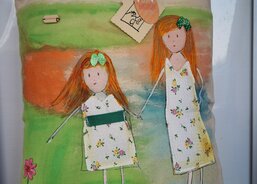 Taška malovaná šitá 41x39 cm  Rodina